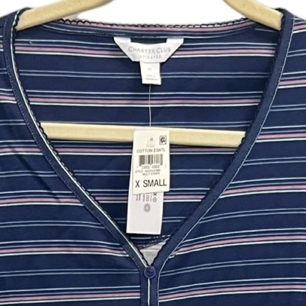 Charter Club blue stripes night shirt size XS - Picture 3 of 7